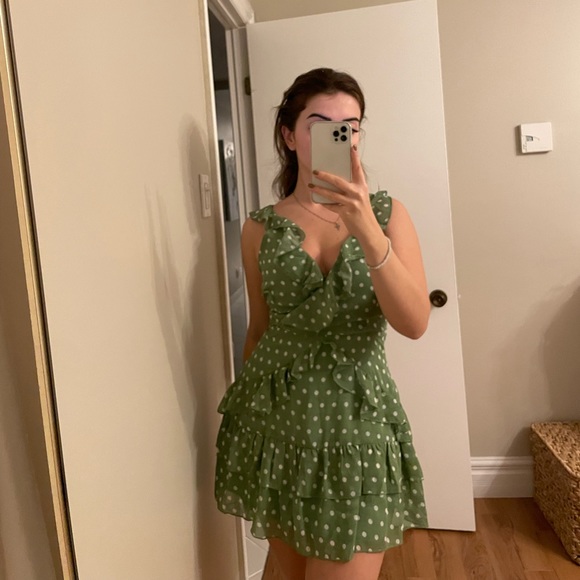 PLT Polka Dot Green Dress - Picture 2 of 3